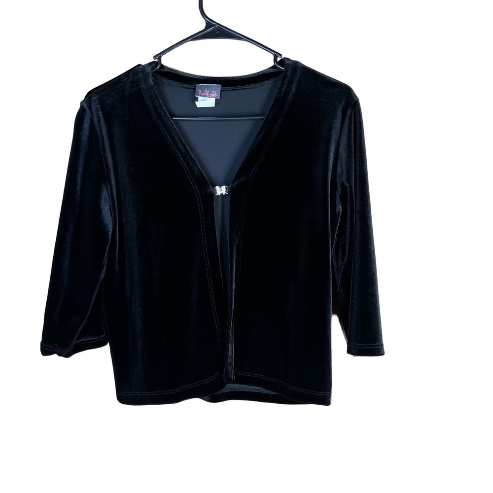 143 I Love You 90s Y2K Black Vintage Velvet Cardigan Butterfly‎ Closure Size M